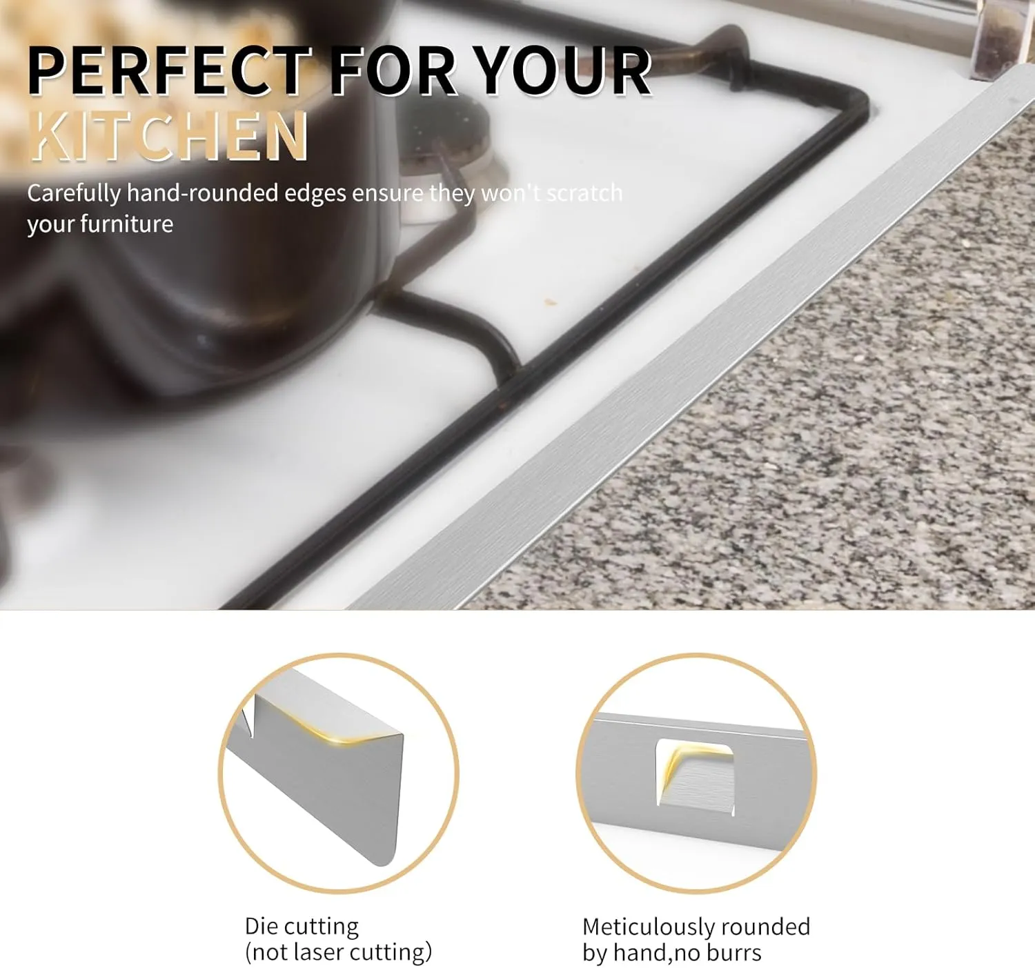 Stove Gap Covers 316 Stainless Steel Stove Gap Filler Oven Side Gap Filler Between Stove and Counter Slide In Range Trim Kit for Kitchen 2 Pack(23.2” Silver)