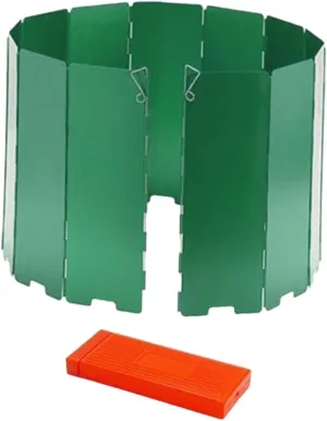 Stove Windscreen, Windshield Foldable 12 Plates with Storage Bag, Wind Protector, Wind Shade for Cooker Hiking Outdoor BBQ, Green
