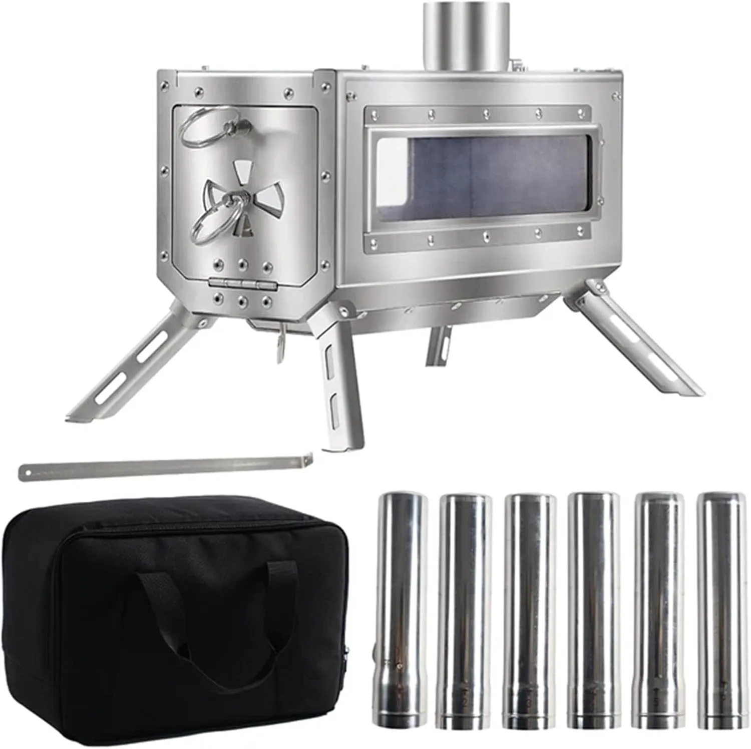 Stove Wood Burning Portable for Backpacking, Camping Pyramid Tent Stove with Carry Bag for Ourdoor, Cooking, BBQ, RV, Survival