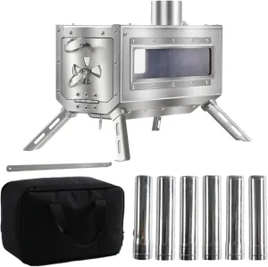 Stove Wood Burning Portable for Backpacking, Camping Pyramid Tent Stove with Carry Bag for Ourdoor, Cooking, BBQ, RV, Survival