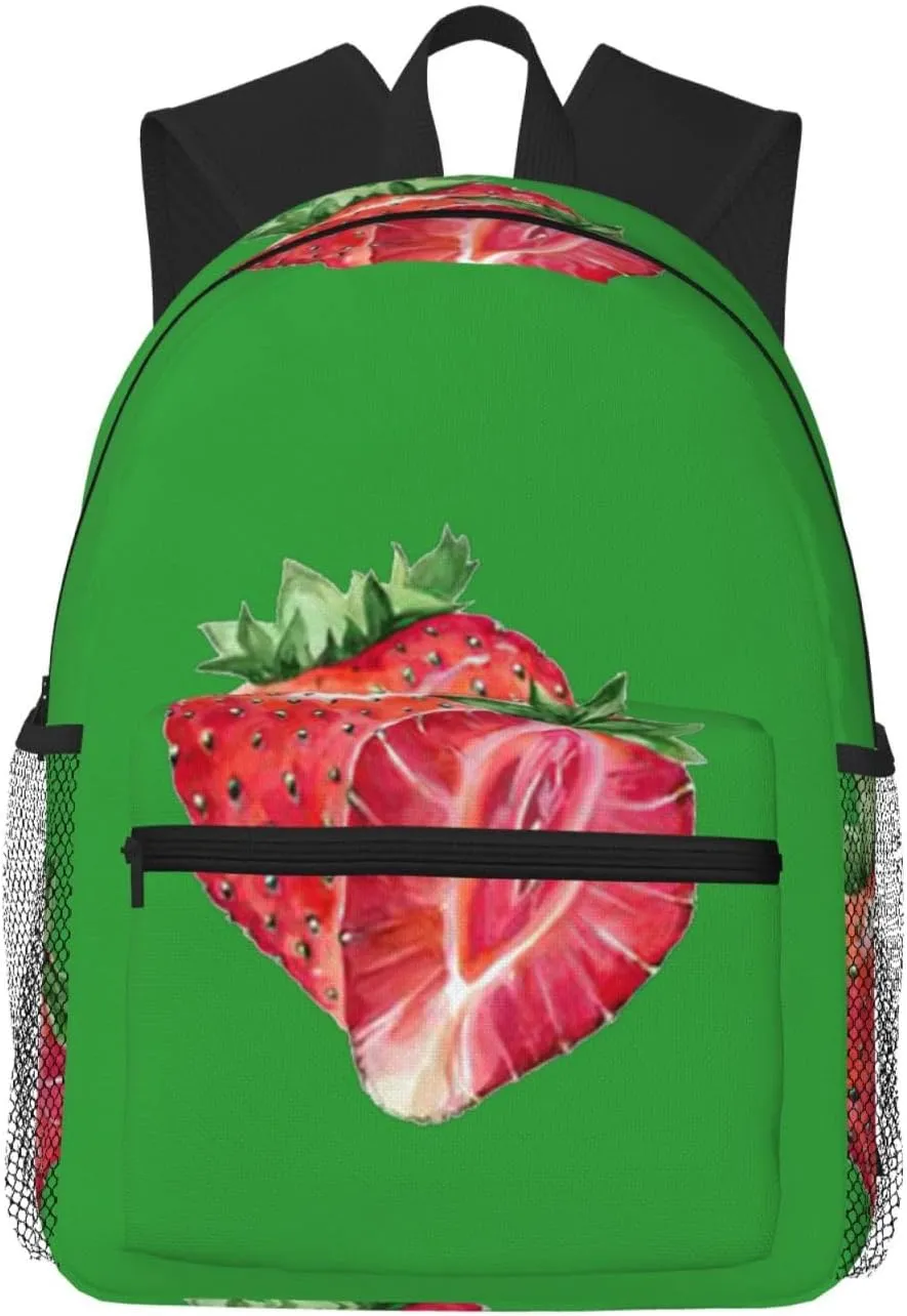 Strawberry print Lightweight and comfortable backpack Casual Laptop Backpack for Travel Hiking