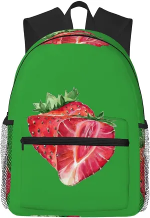 Strawberry print Lightweight and comfortable backpack Casual Laptop Backpack for Travel Hiking