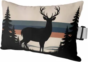 Striped Outdoor Head Resting Pillows with Insert Elk Silhouette Forest Tree Nature Stripes 1 Pack Waterproof Lumbar Pillows with Adjustable Elastic Strap for Patio Recliner Chaise Beach Chair, 11”x16”