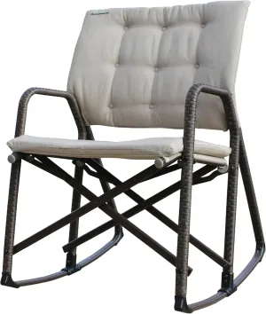 STRONGBACK Folding Patio Rocker Chair - Ergonomic Design for Back Support - 21" Seat Width/300 lb Capacity - Plush Olefin Cushions/Magnesium Alloy Frame - Lightweight/Portable Outside Chairs