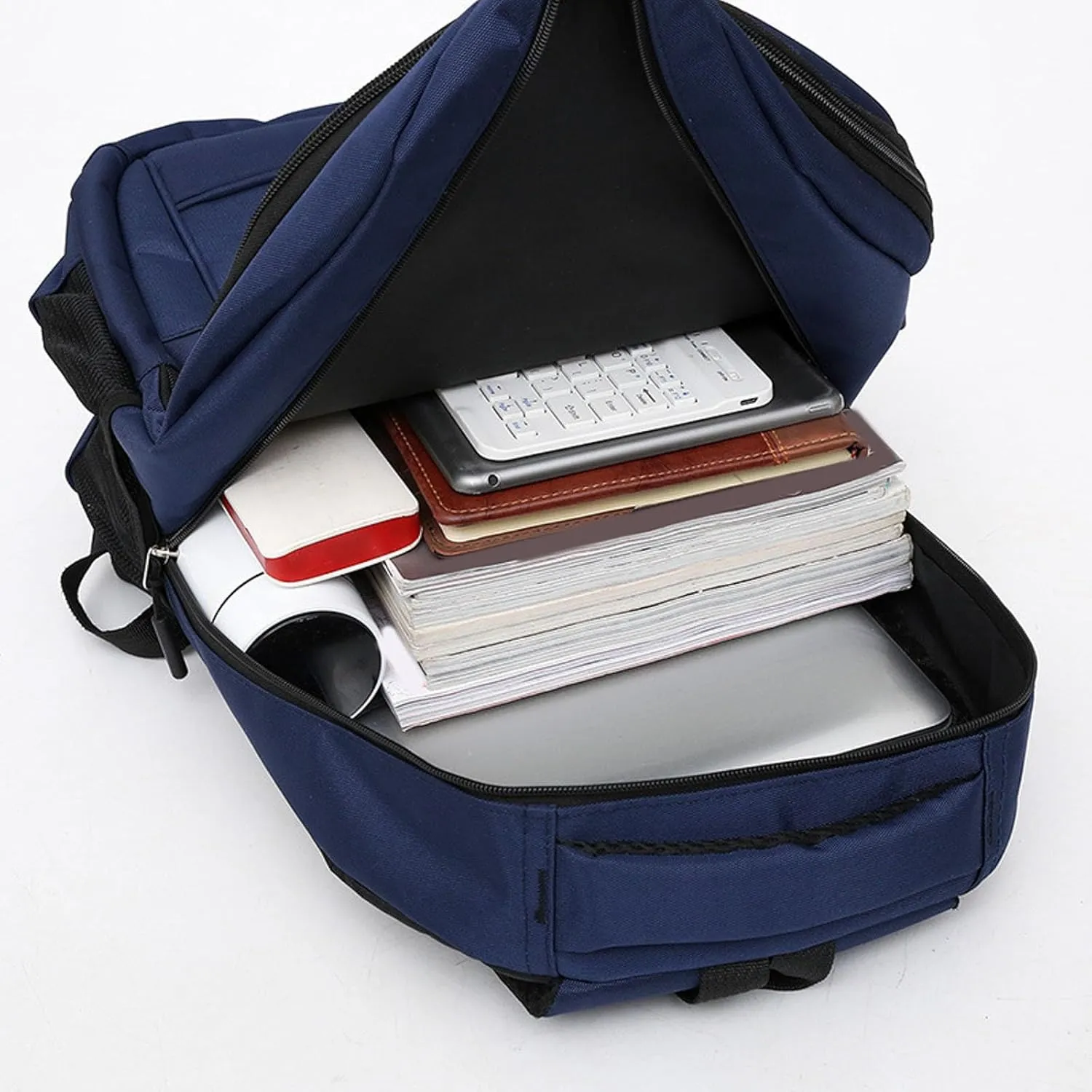 Student Backpack Fashionable New Pattern Simple Solid Color Comfortable Shoulder Strap Large Backpack (Blue, One Size)