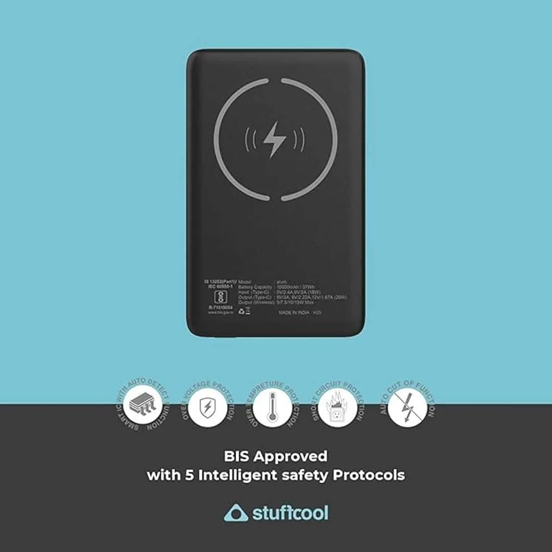 Stuffcool Alum 10000mAh Magnetic Wireless Powerbank (Black)