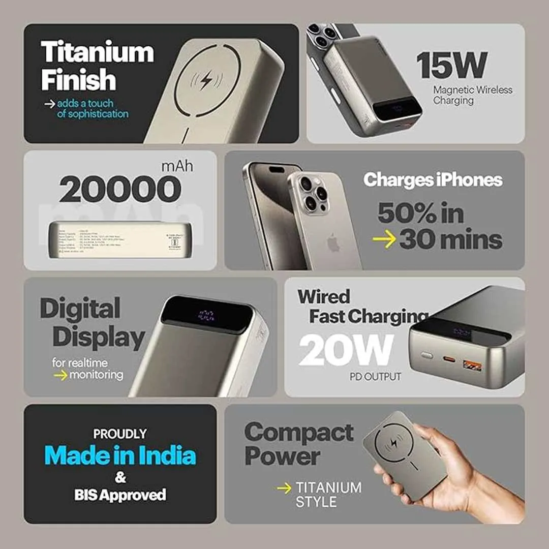 Stuffcool Click 20000mAh Magnetic Wireless Powerbank