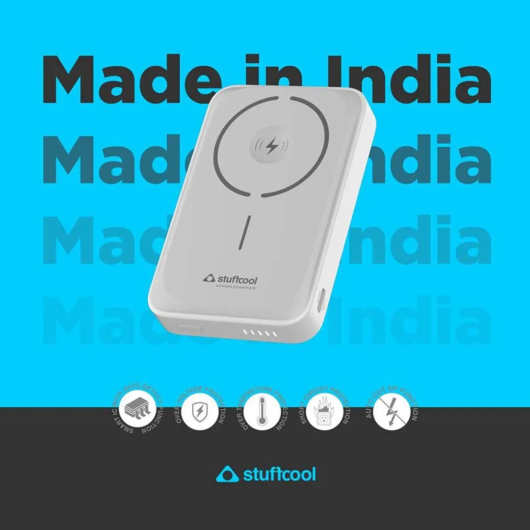Stuffcool Click Duo 10000mAh Magnetic Wirelsss Powerbank (White)