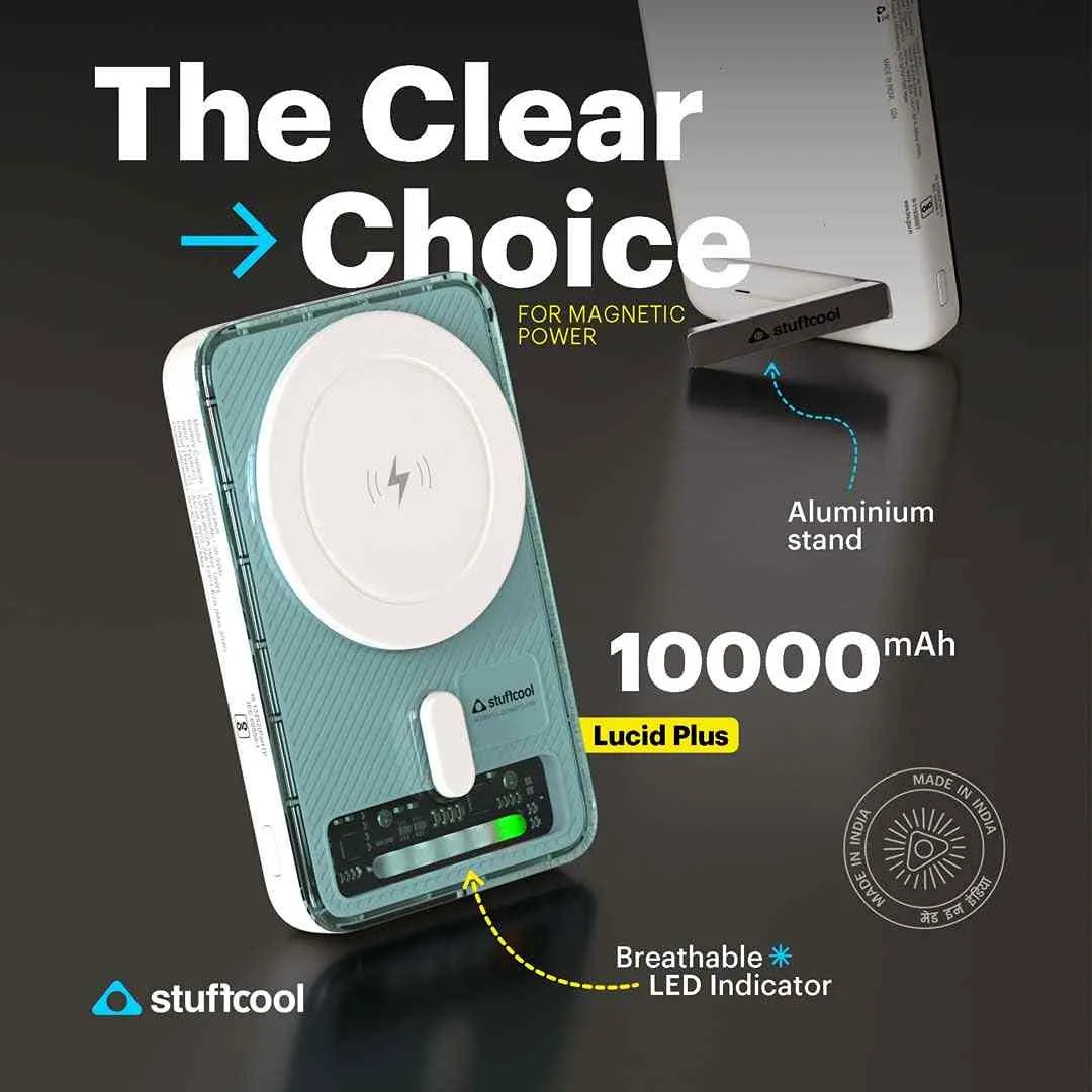 Stuffcool Lucid Plus 15W, 10000mAh Magnetic Wireless Powerbank