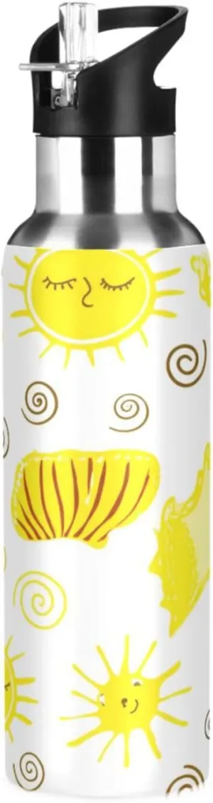 Sun and Conch Sports Water Bottle with Straw, 22oz BPA Free Stainless Steel Vacuum Insulated Bottle for Gym Fitness Outdoor