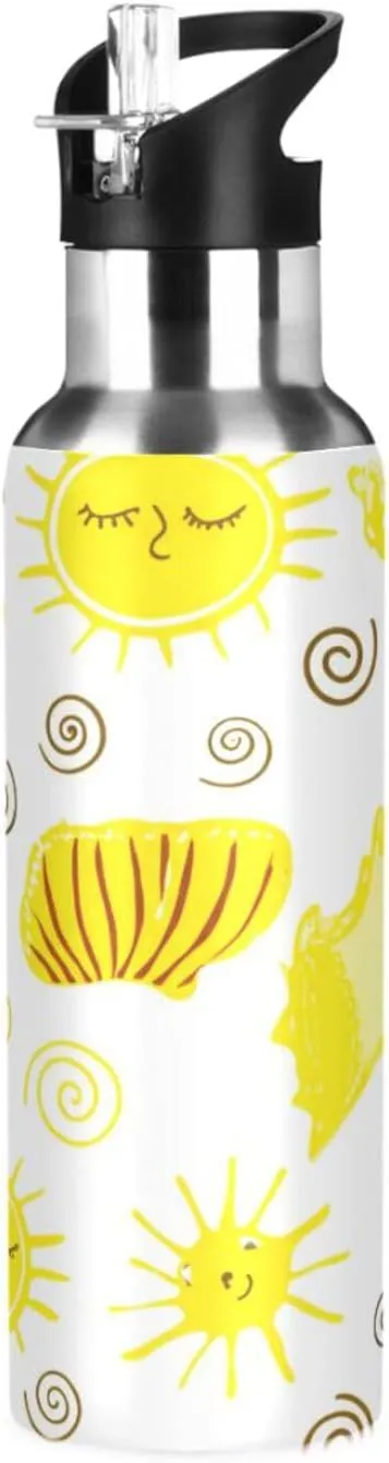 Sun and Conch Sports Water Bottle with Straw, 22oz BPA Free Stainless Steel Vacuum Insulated Bottle for Gym Fitness Outdoor