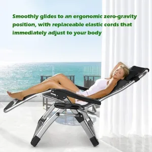 Sun Lounger Sun Lounger Folding Chairs Recliner for Beach Patio Garden Camping Outdoor Portable Home Lounge Chair Supports 200kg Black (Color, with Gray Cushions),with Gray Cush.