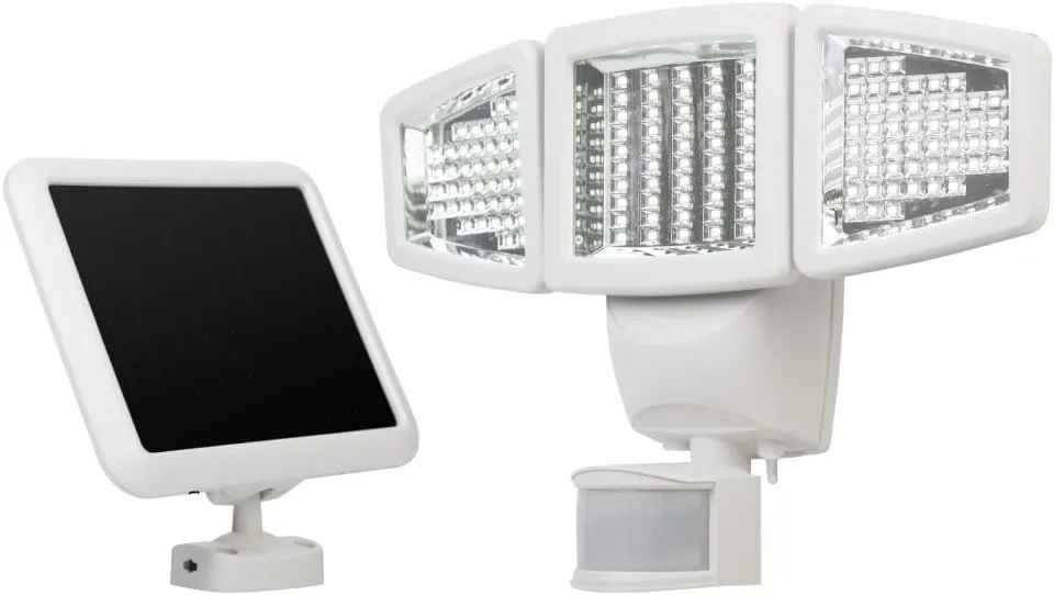 Sunforce 82153 150-LED Triple Head Solar Motion Light, 1000 Lumen Output, 30ft. (9.1m) Detection Distance, 180 Degrees Detection Range, Fully Weather Resistant & can be Mounted Almost Anywhere, White