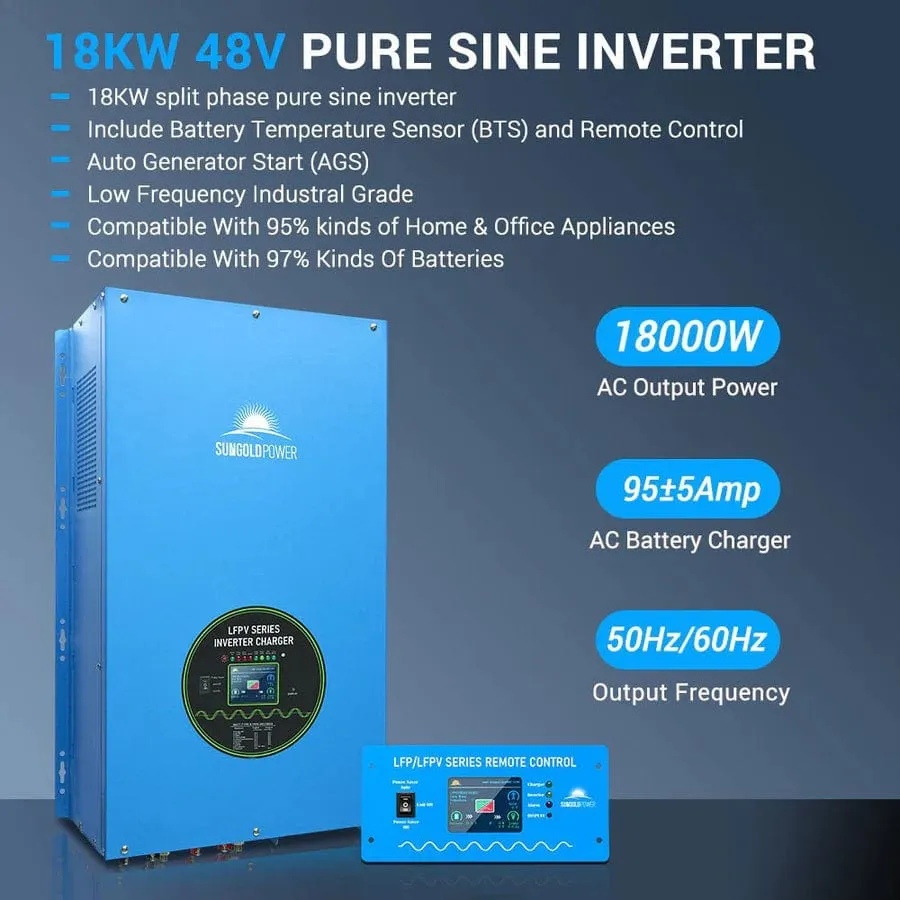 SunGoldPower SGR-18K20E | 18KW Off-Grid Solar Kit | 48VDC | 120V/240V