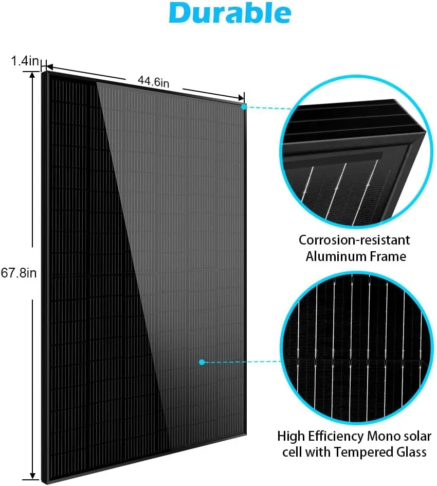 SUNGOLDPOWER UL61730 415W Solar Panel 2PCS,Monocrystalline,Grade A Solar Cell,IP68 High Efficiency for Charging 12V/24V,36V/48V Solar System for RV,House,Rooftop,Farm,On and Off Grid(830W)