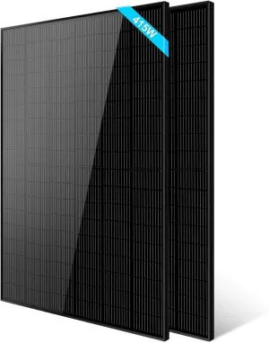 SUNGOLDPOWER UL61730 415W Solar Panel 2PCS,Monocrystalline,Grade A Solar Cell,IP68 High Efficiency for Charging 12V/24V,36V/48V Solar System for RV,House,Rooftop,Farm,On and Off Grid(830W)