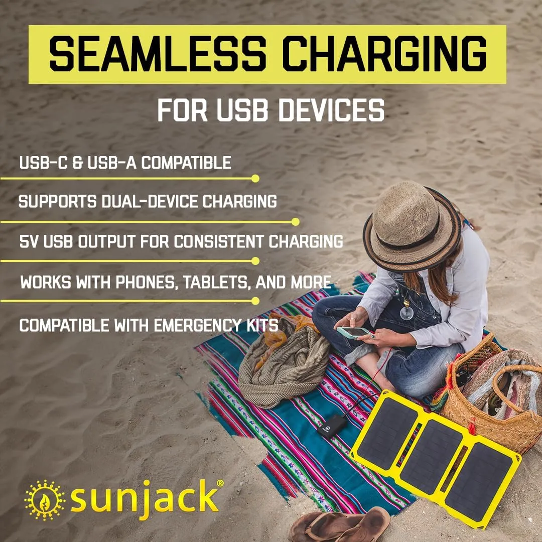 SunJack – 25 Watt Foldable Solar Panel, ETFE Monocrystalline Portable Solar Panel with USB-C and USB-A, IP67 Waterproof Solar Panels for Camping, Backpacking, Hiking and Travel