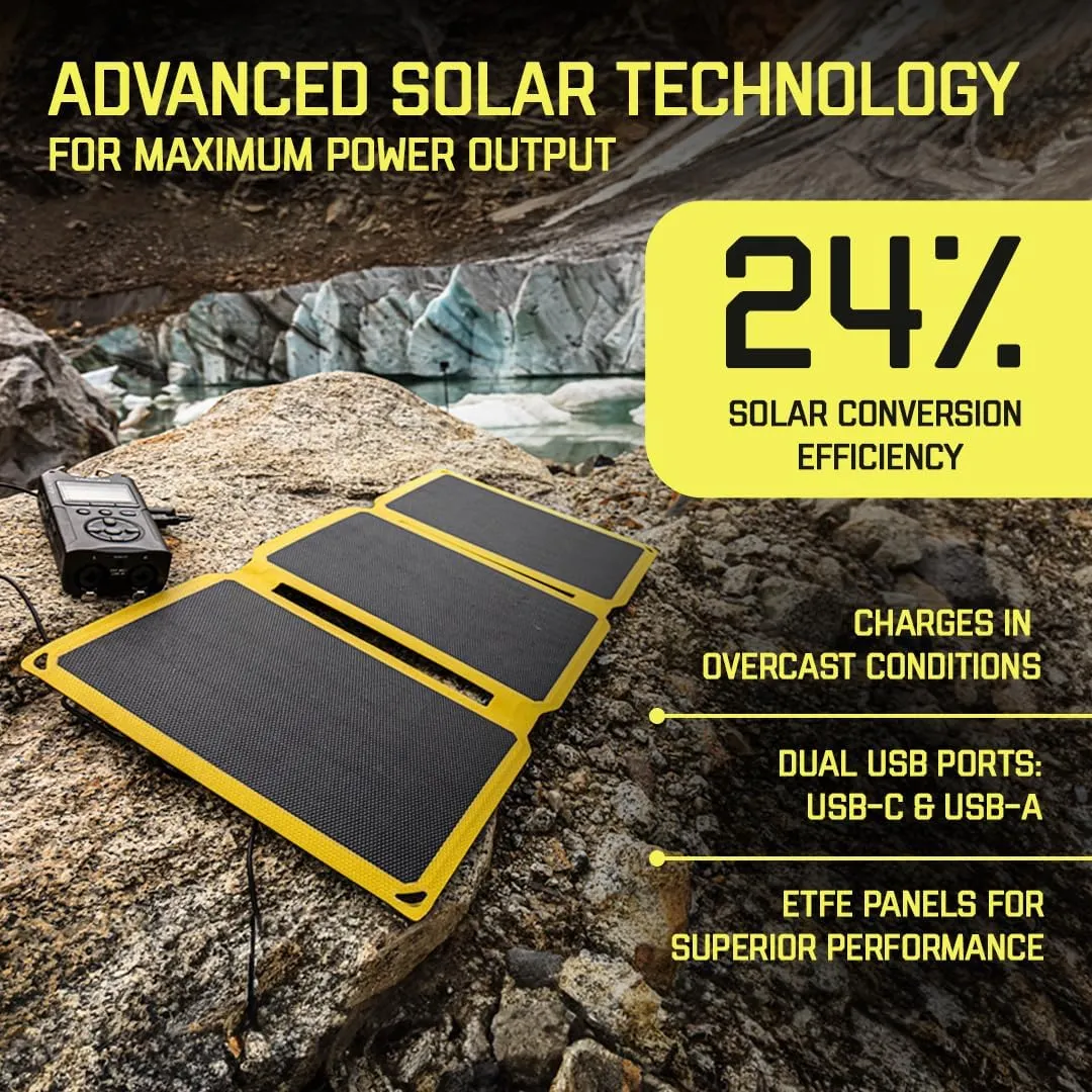 SunJack – 25 Watt Foldable Solar Panel, ETFE Monocrystalline Portable Solar Panel with USB-C and USB-A, IP67 Waterproof Solar Panels for Camping, Backpacking, Hiking and Travel
