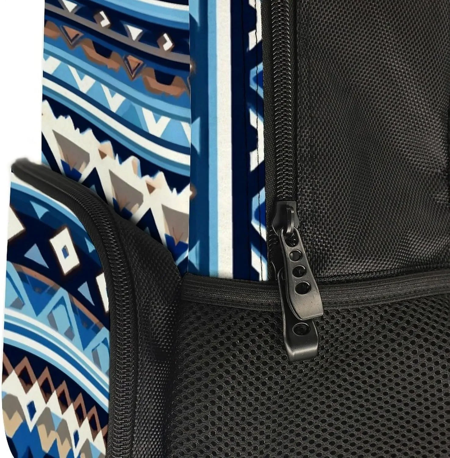 Supdreamc Colorful Surf Blue Tribal Navajo Aztec Geometric Ethnic Pattern Rucksack Polyester Anti-Theft Multipurpose Bookbag Big Capacity Travel and Sport Backpack Rucksack With Side Pockets