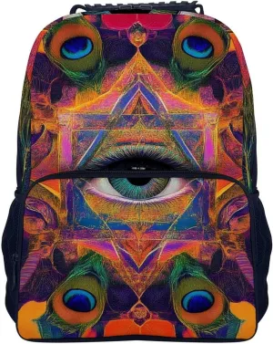 Supdreamc Lightweight Rucksack for Sports Travel Running - Big Capacity Multipurpose Anti-Theft Bookbag, Colorful Tattoo Trippy Acid Eye Travel and Sport Backpack Rucksack