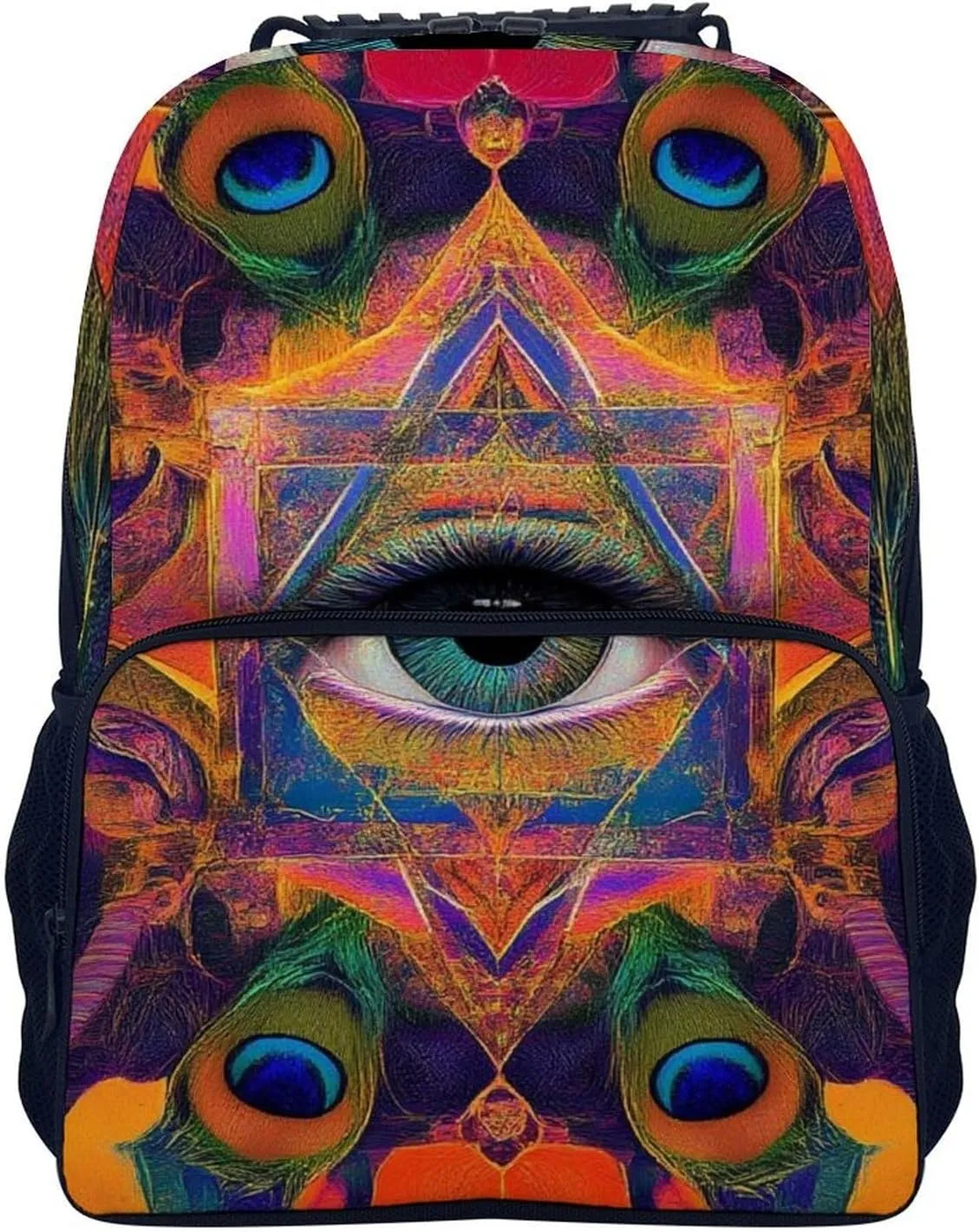 Supdreamc Lightweight Rucksack for Sports Travel Running - Big Capacity Multipurpose Anti-Theft Bookbag, Colorful Tattoo Trippy Acid Eye Travel and Sport Backpack Rucksack