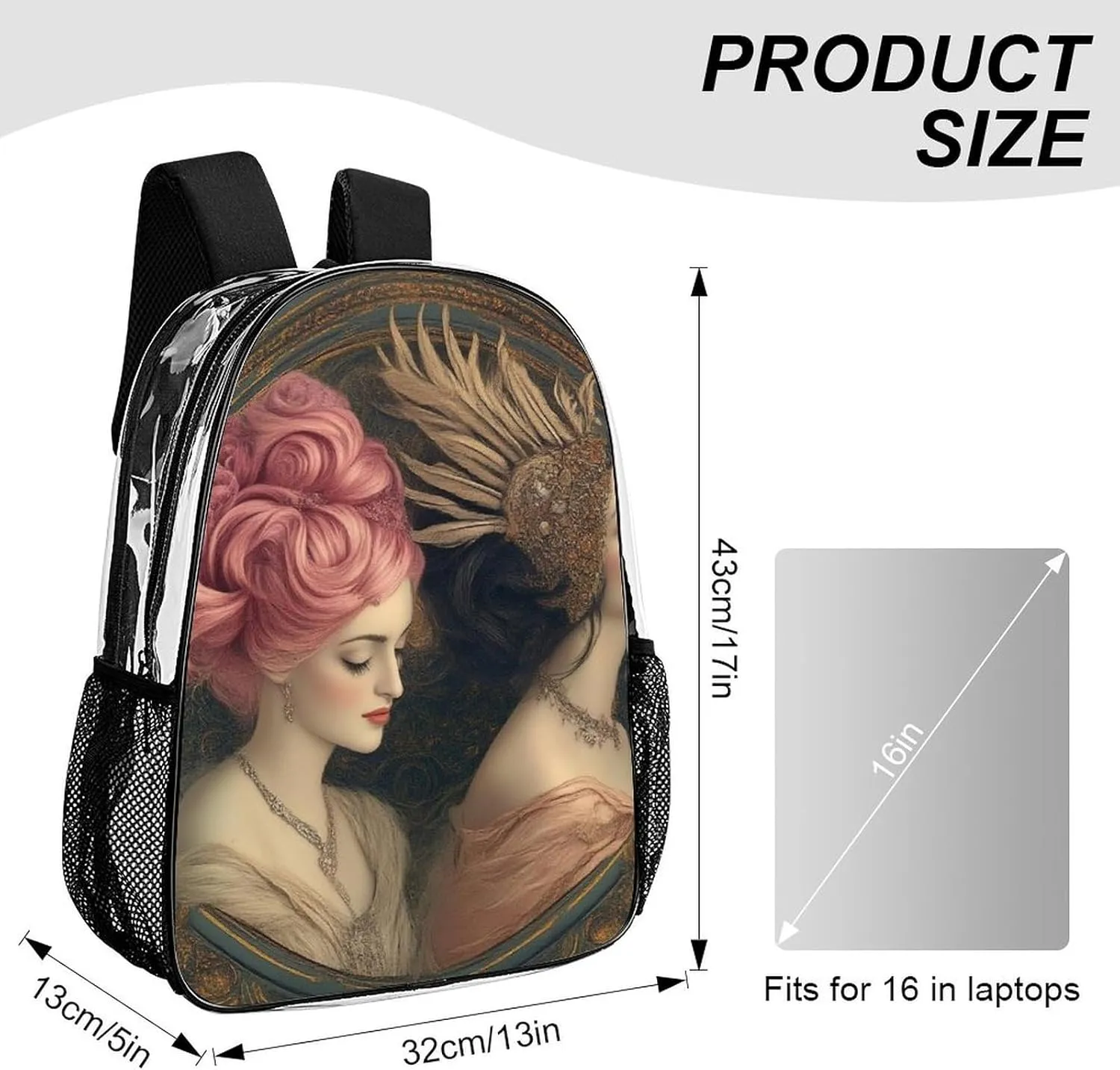 Supdreamc Lightweight Rucksacks for Camping Picnic Cycling - Large Capacity Multipurpose Transparent Carry On Bag, Lesbian Girls Pride Art Travel Hiking & Camping Rucksack