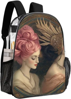 Supdreamc Lightweight Rucksacks for Camping Picnic Cycling - Large Capacity Multipurpose Transparent Carry On Bag, Lesbian Girls Pride Art Travel Hiking & Camping Rucksack