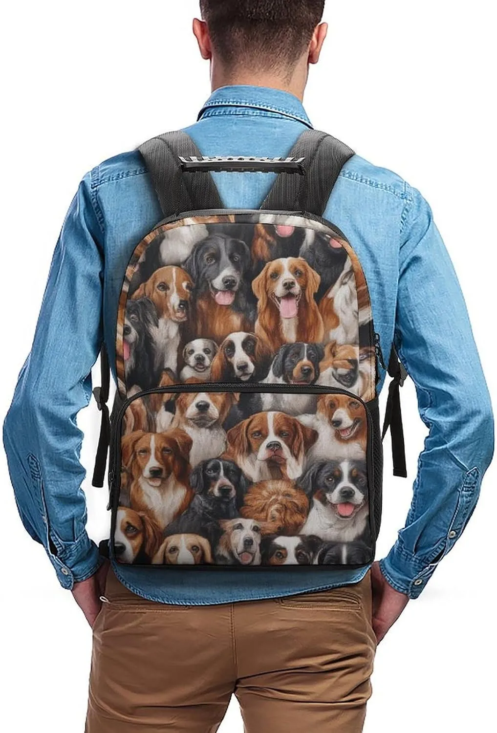Supdreamc Lightweight Rucksacks for Camping Picnic Walking Cycling - Large Capacity Multipurpose Anti-Theft Carry On Bag, Husky Shepherd Dog Golden Hair Dog Puppy Travel Hiking & Camping Rucksack