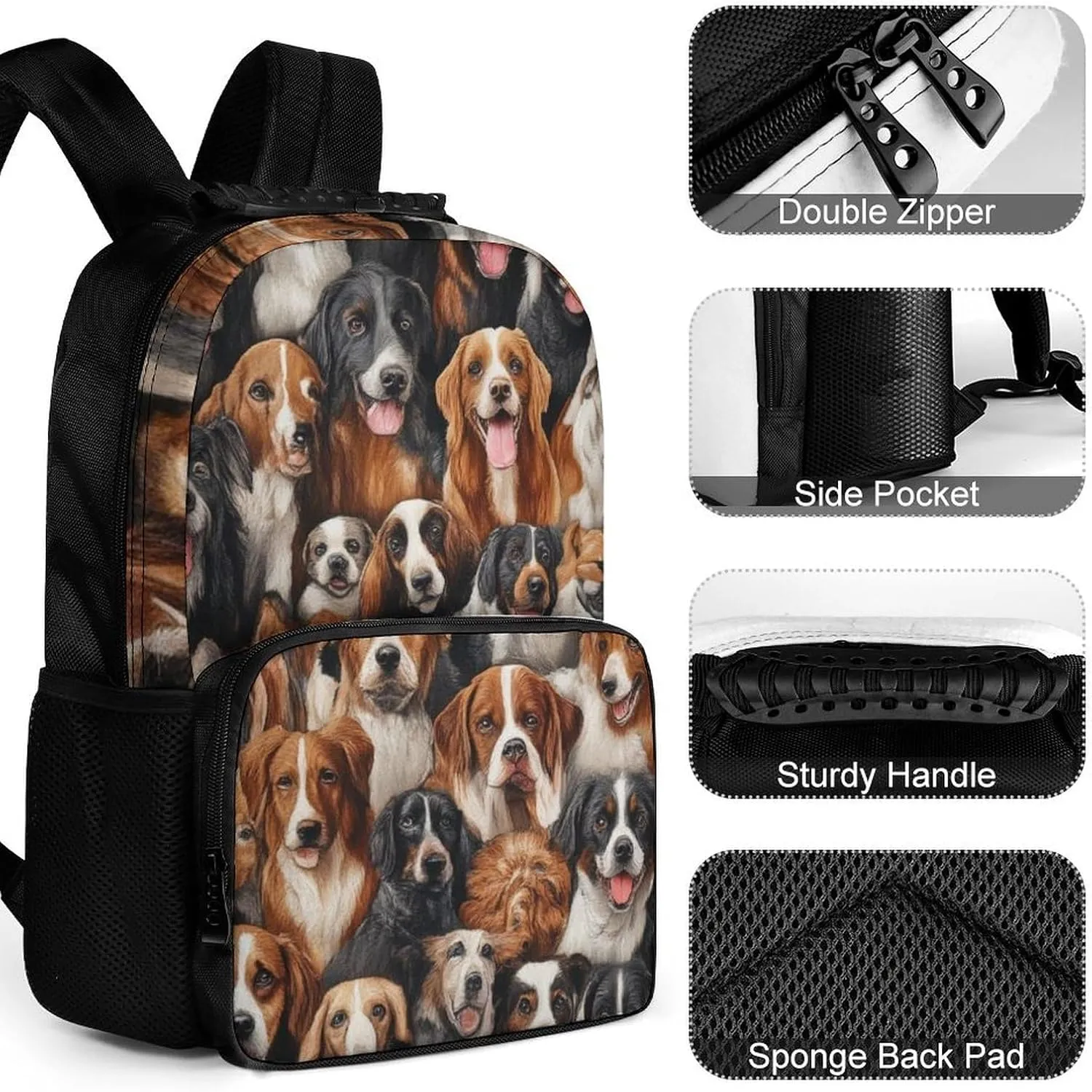 Supdreamc Lightweight Rucksacks for Camping Picnic Walking Cycling - Large Capacity Multipurpose Anti-Theft Carry On Bag, Husky Shepherd Dog Golden Hair Dog Puppy Travel Hiking & Camping Rucksack