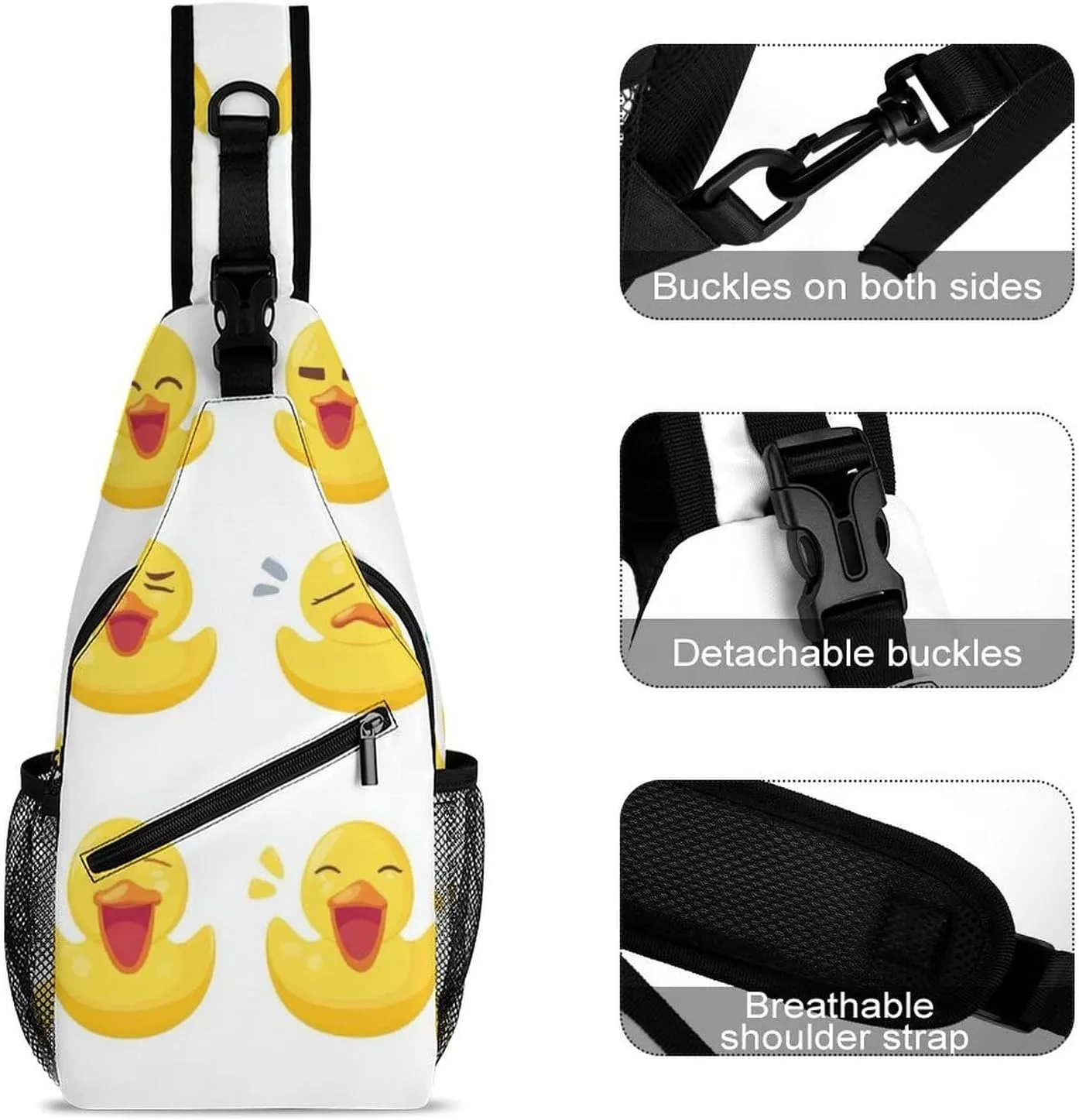 Supdreamc Men & Women Casual Carrying Tote Case Crossbody Travel Bag, Rubber Ducks White Sling Backpack Backpacking for Outdoors Running Climbing - Unbalance Tool Backpack