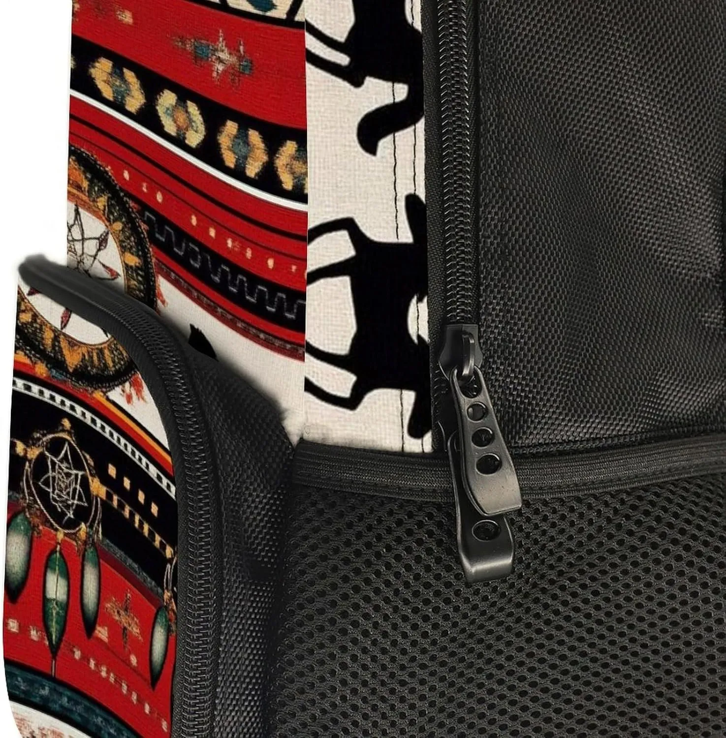 Supdreamc Men & Women Lightweight Southwest Native American Ethnic Horse Dreamcatcher Art Red Casual Daypack Large Capacity Bookbag With Adjustable Shoulder Straps for Gym Business Bicycle