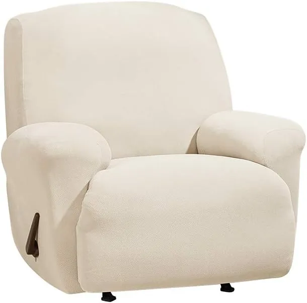 SureFit Form Fit Stretch Morgan Chair Box Cushion Slipcover - One Piece Polyester/Spandex Elastic Slipcover, Machine Washable