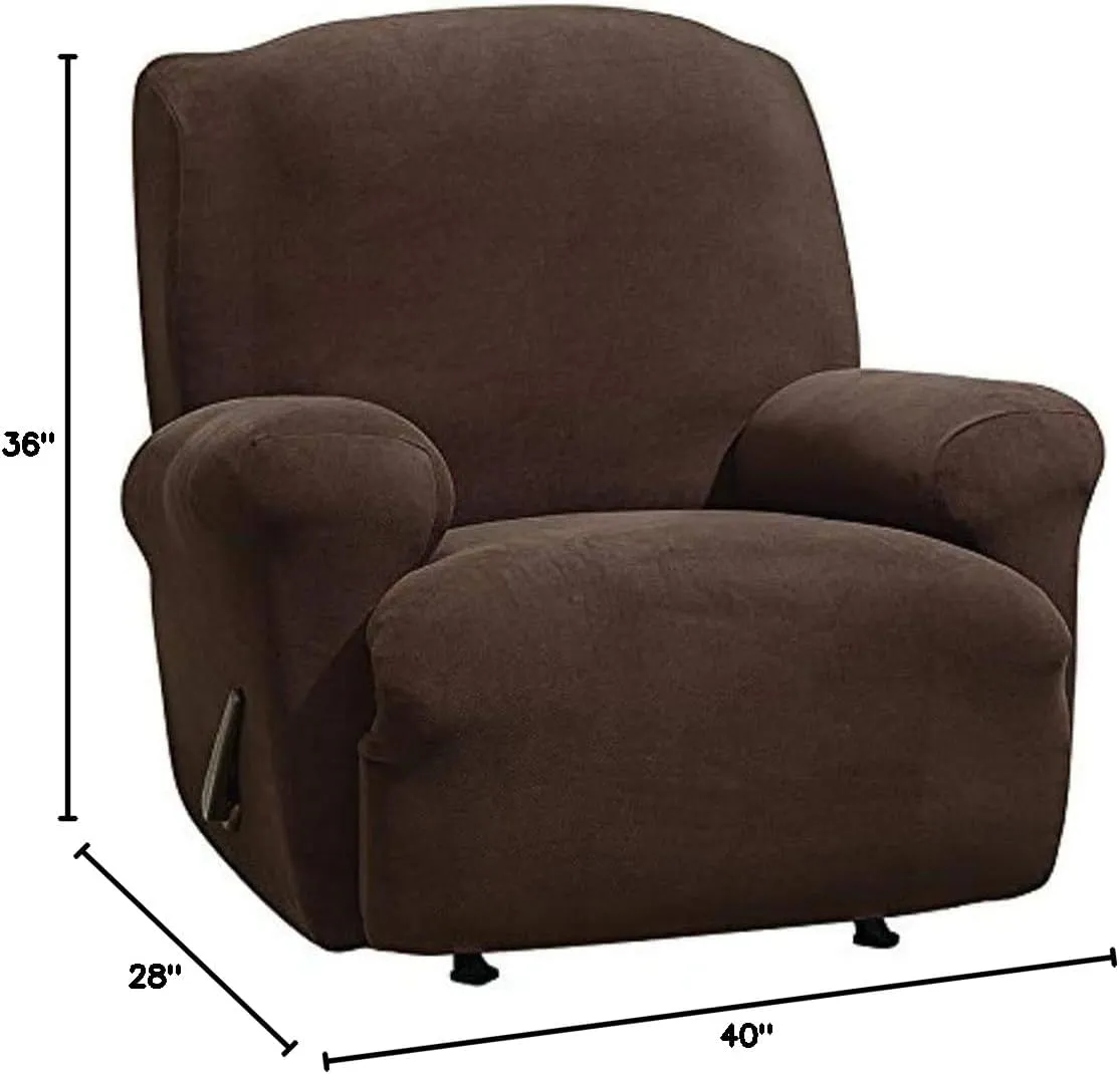 SureFit Form Fit Stretch Morgan Recliner Slipcover - One Piece Polyester/Spandex Elastic Slipcover, Machine Washable (Recliner, Chocolate Color)