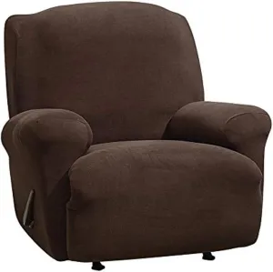 SureFit Form Fit Stretch Morgan Recliner Slipcover - One Piece Polyester/Spandex Elastic Slipcover, Machine Washable (Recliner, Chocolate Color)