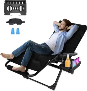 Suteck Zero Gravity Chair 29In XL Anti Gravity Chair w/Removable Cushion & Headrest, Upgraded Aluminum Alloy Lock, Cup Holder and Footrest Reclining Patio Chairs for Indoor Outdoor, 440lbs,Black