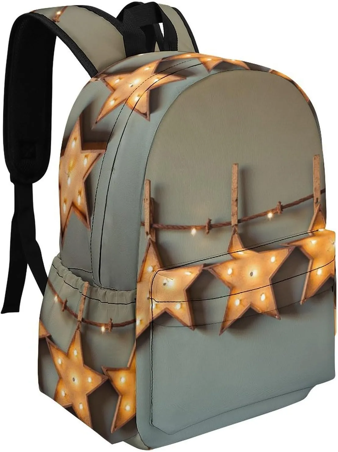 SWEET TANG Lightweight College Laptop Backpack Compatible with Brown Vintage Rusty Stars Primitive Country Rustic Primitives for Men Women, Anti-Theft Travel Laptop Rucksack for Travel Hiking Picnic