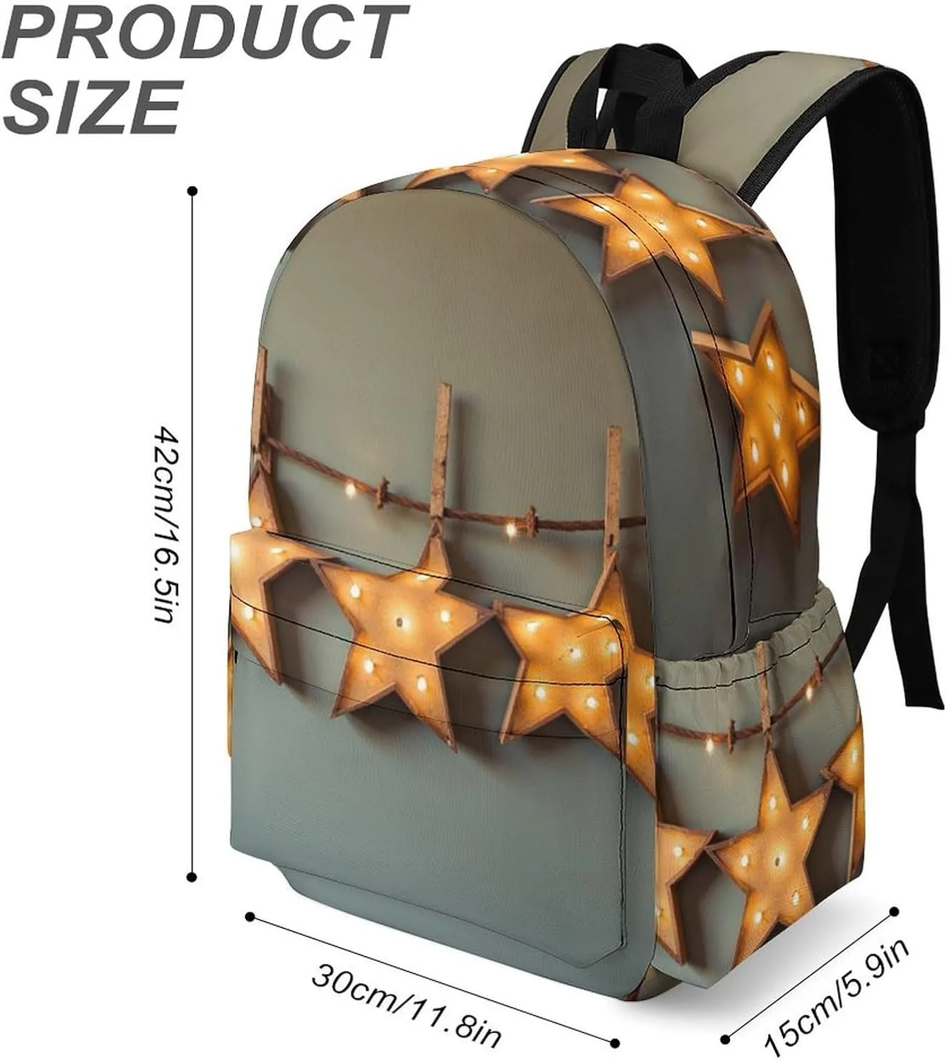 SWEET TANG Lightweight College Laptop Backpack Compatible with Brown Vintage Rusty Stars Primitive Country Rustic Primitives for Men Women, Anti-Theft Travel Laptop Rucksack for Travel Hiking Picnic