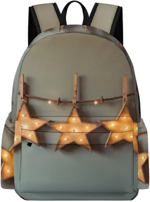 SWEET TANG Lightweight College Laptop Backpack Compatible with Brown Vintage Rusty Stars Primitive Country Rustic Primitives for Men Women, Anti-Theft Travel Laptop Rucksack for Travel Hiking Picnic