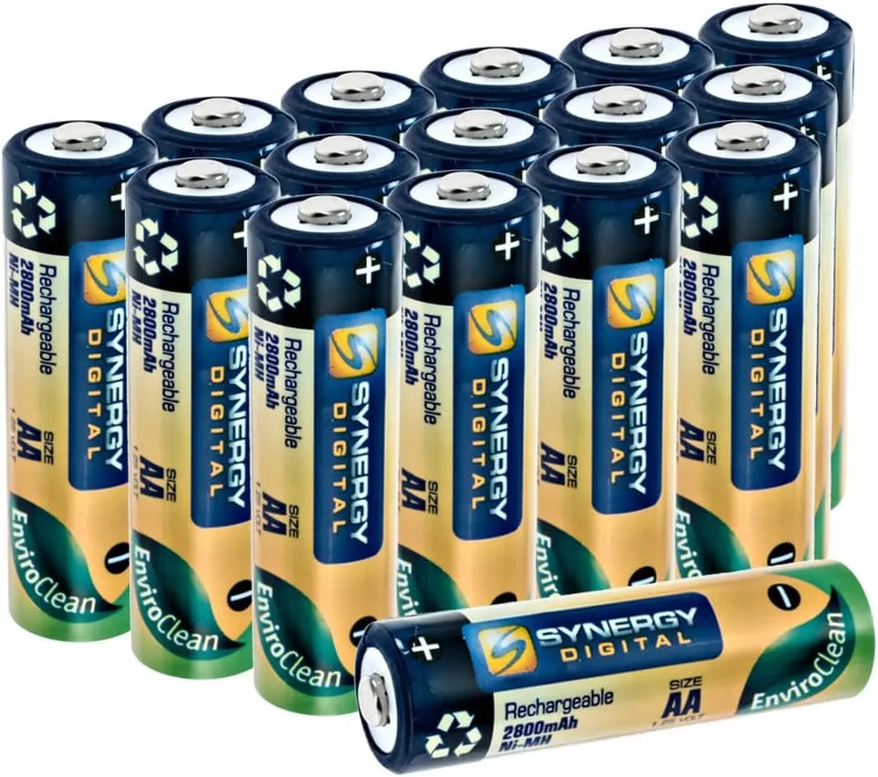 Synergy Digital Remote Control Batteries, Compatible with HUBSAN RC for H107D  FPV Quadcopter Remote Control, (Ni-MH, 1.25V, 2800mAh), Combo-Pack Includes: 16 x AA Rechargeable Batteries