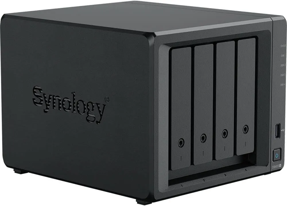 Synology DiskStation DS423  NAS Server with Celeron 2.0GHz CPU, 6GB Memory, 16TB HDD Storage, 1TB M.2 NVMe SSD, 2 x 1GbE LAN Ports, DSM Operating System