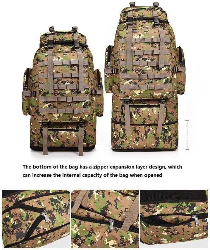 Tactical Backpack Military Molle Hiking 36-55L Camouflage Mountaineering Bag Tactical Hiking Bag Cycling Jungle Camouflage