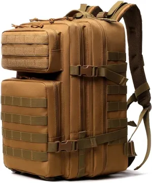 Tactical Backpack Military Molle Hiking 45L Multifunctional camouflage sports mountaineering in dark brown