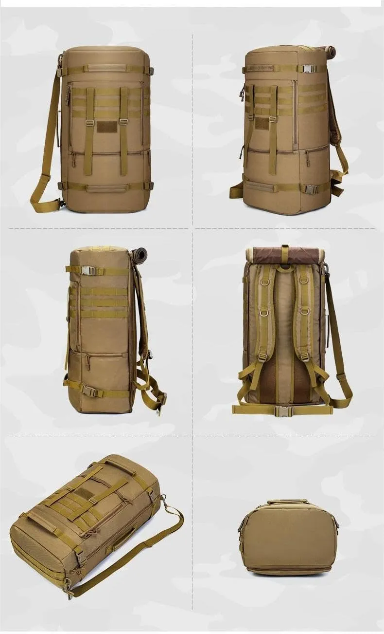 Tactical Backpack Military Molle Hiking 65L Outdoor camouflage mountaineering shoulder handheld sports army green
