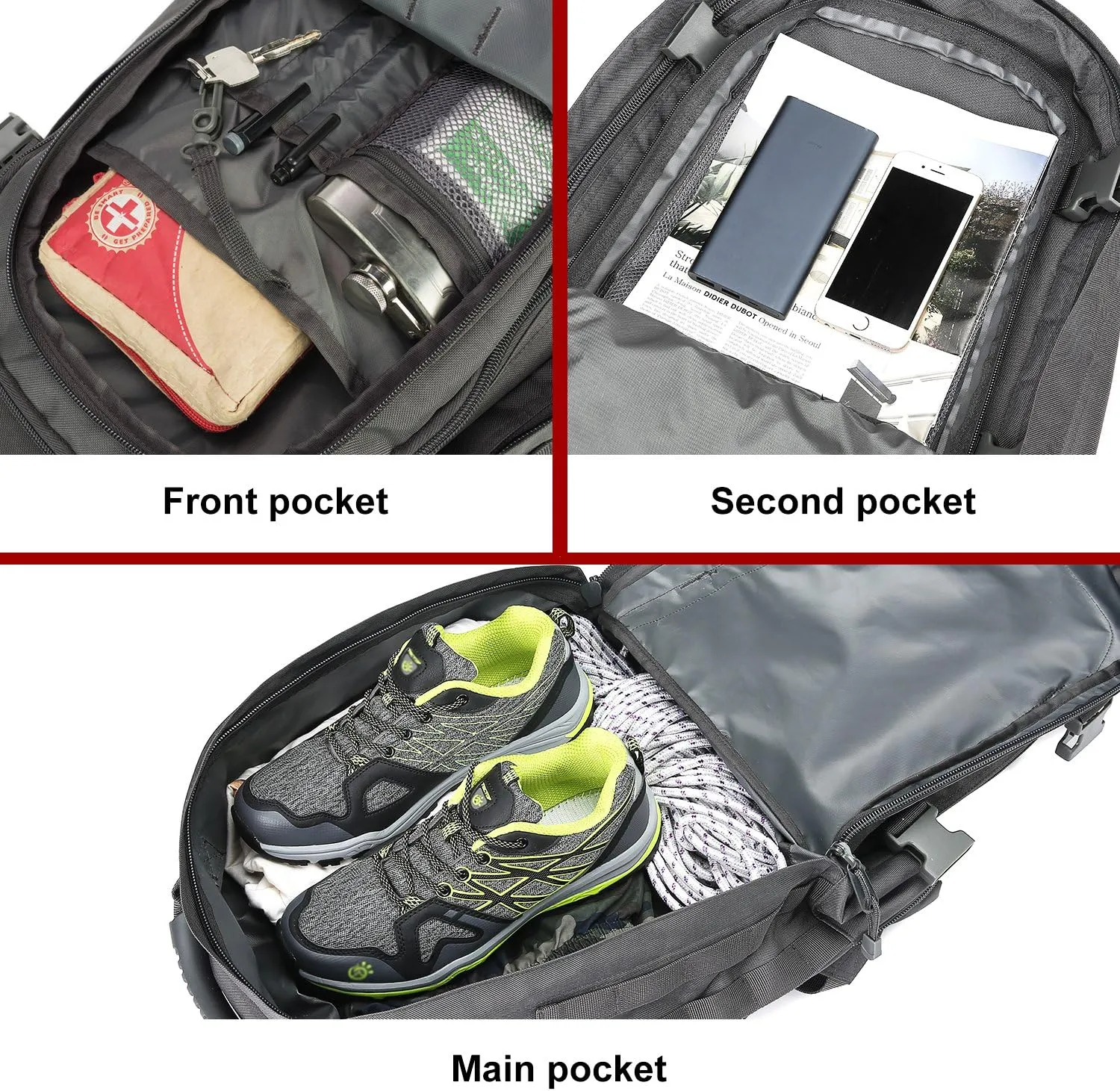 Tactical Backpacks Assault Pack 3 Day Bag Expandable Backpack Out Bag Classic Case Travel Hiking(Gray, with Belt)