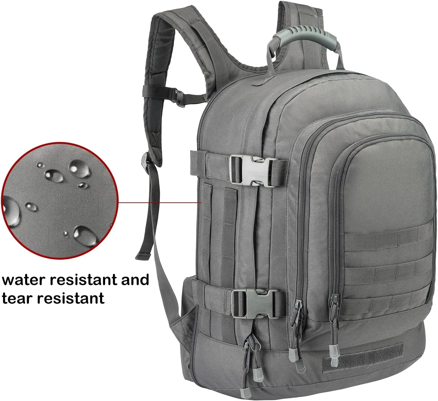 Tactical Backpacks Assault Pack 3 Day Bag Expandable Backpack Out Bag Classic Case Travel Hiking(Gray, with Belt)