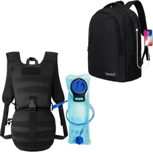 Tactical Hydration Backpack Pack Black   17 Inch Laptop Backpack Black