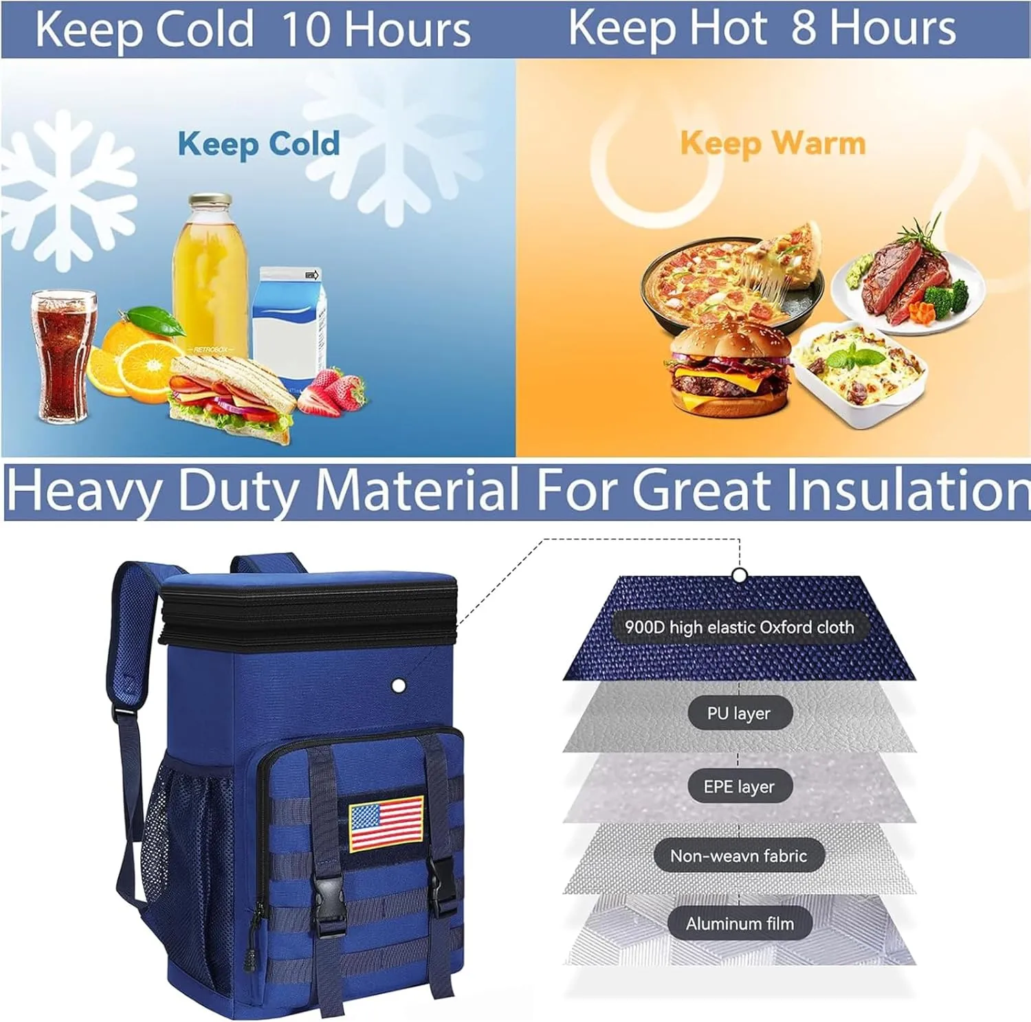 Tactical Insulated Backpack Cooler - Soft Expandable Cooler Backpack - LeakPoof Heavy Duty Lunch Backpack for Men Work Daytrip Travel