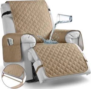 TAOCOCO Non-Slip Recliner Chair Cover Sofa Slipcover, Pet Cover for Large Recliner with Elastic Straps, Washable Chair Seat Cover Recliner Chair Furniture Protector (28'' Oversized, Camel)