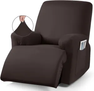 TAOCOCO Recliner Chair Covers Stretch Polyester Fabric 3-Piece for Large Recliners, Soft, Breathable and Skin-Friendly Furniture Protector - Fits Most Recliner Sizes (Coffee)