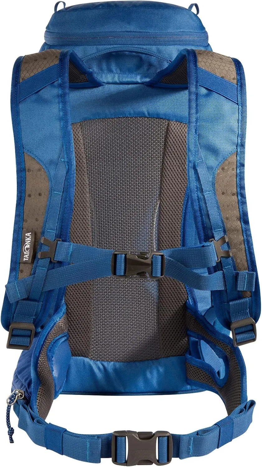 Tatonka Hiking Backpack with Ventilated Back System, Hip Belt with Zip Pocket and rain Cover, Blue/Darker Blue, 22 litres
